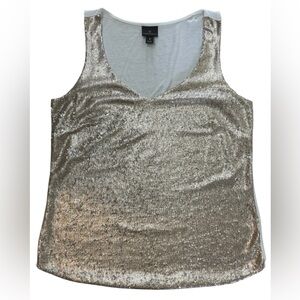 Worthington Gold Sequin V-Neck Lined Tank Top, Size M